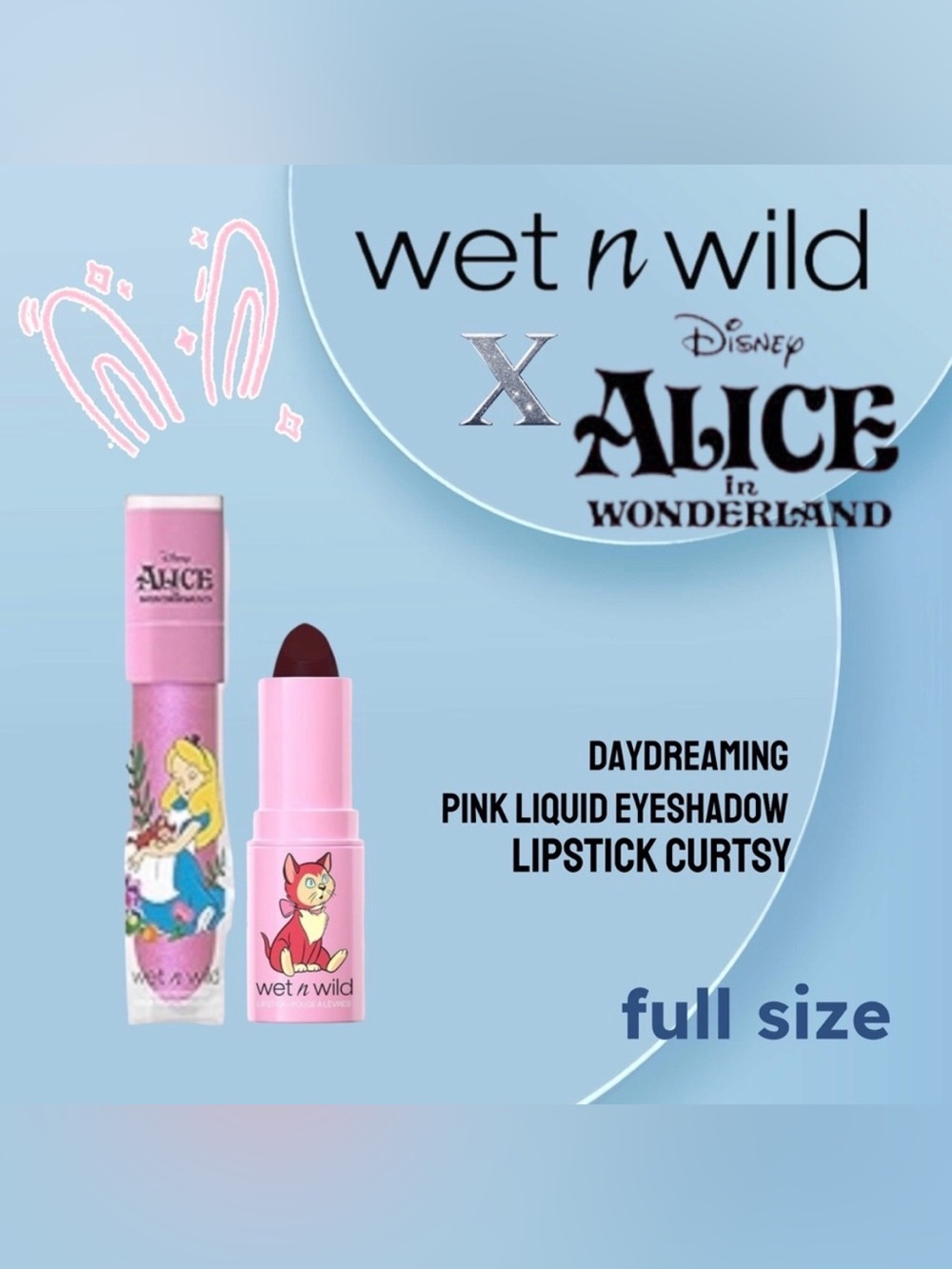 🇺🇸🆕NIB WET N WILD x ALICE | Pink Liquid Eyeshadow & Curtsy Creamy Lipstick*